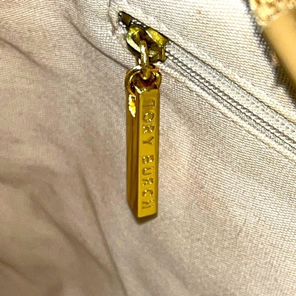 Tory Burch Women’s Snakeskin Canvas & Caramel Patent Leather Shoulder Tote - Picture 13 of 15